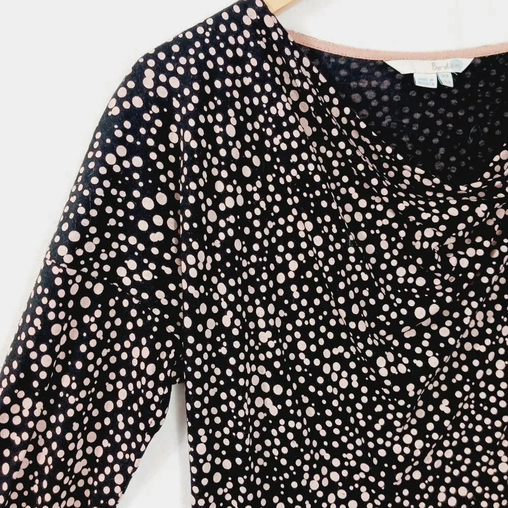 Boden, Women's Top, Size 8, Black with Soft Pink Dots, Lyocell and Wool Blend - Picture 7 of 16